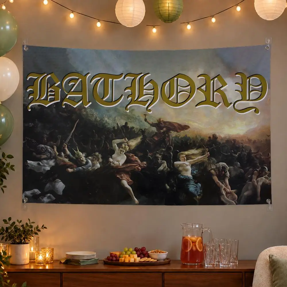 Gothic Band Bathory Flags Wall Hanging Banner Indoor Outdoor Party Home Wall Decor Backdrop