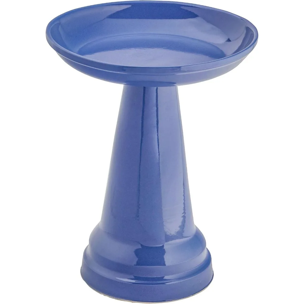 Bird Bath  - Pedestal Bird Bath in Weather Resistant Ceramic Clay - Garden Décor, Outdoor Décor & Patio Décor, 22