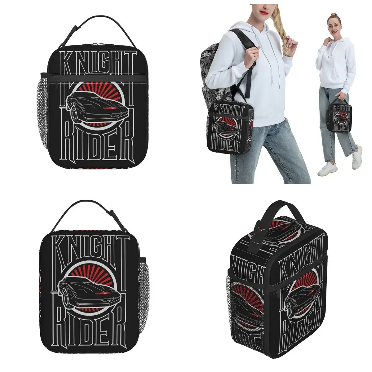 Bolsa de almuerzo aislada con logotipo de Knight Rider, contenedor de almuerzo más fresco, bolso de mano grande, caja de almuerzo, bolsos de comida, Picnic universitario