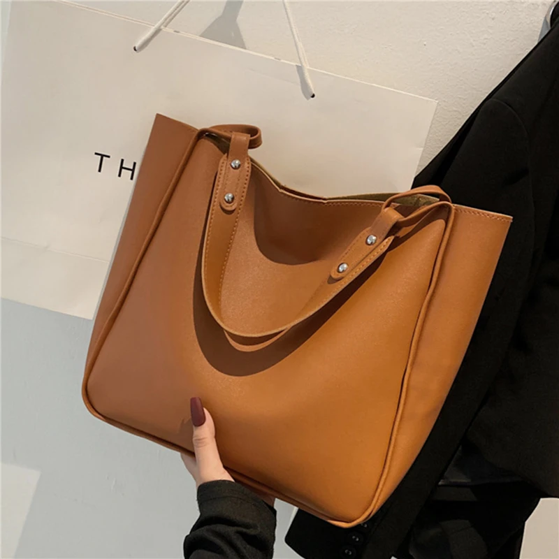 2024 New Women Handbags Simple Fashion Shoulder Bags Shopping and Travel Bags Large Capacity Female\'s Bags Made of PU Leather