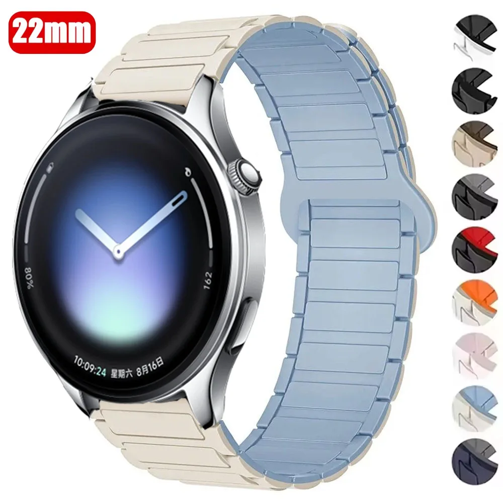 Pulseira magnética de 22mm para relógio xiaomi 5/s4 sport/s3/s2/s1 pro, pulseira de silicone para mi watch 2 pro/color 2/color sport bands