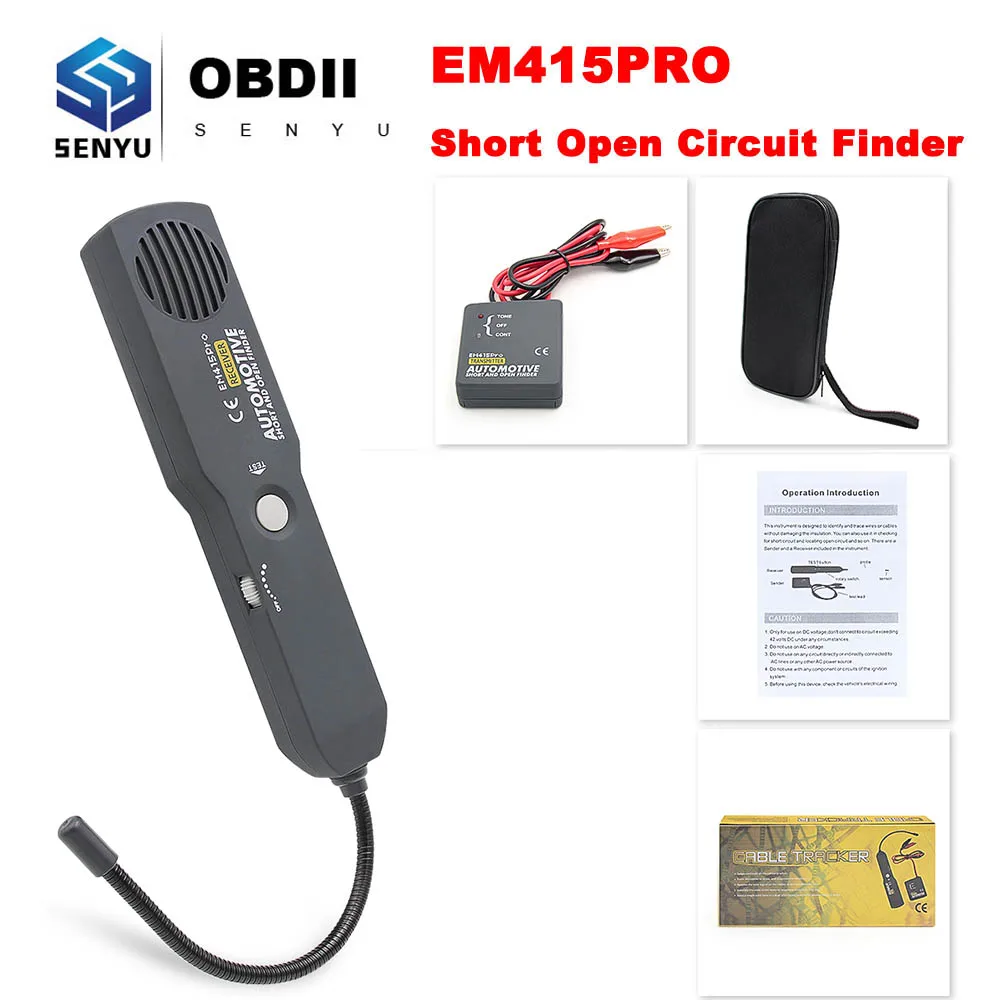 6-42V EM415PRO Automotive Short Cable Tracker & Open Wire Finder Universal EM415 PRO Find Car Short Circuit Wire Diagnostic Line