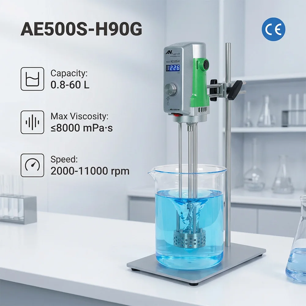Laboratory High Shear Emulsifier AE500S-H90G 60L Digital Display Timing Control Cosmetic Slurry Emulsifier