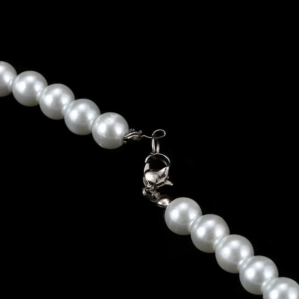 Women Cultured White Oblate Pearl Necklace 7-8mm Freshwater