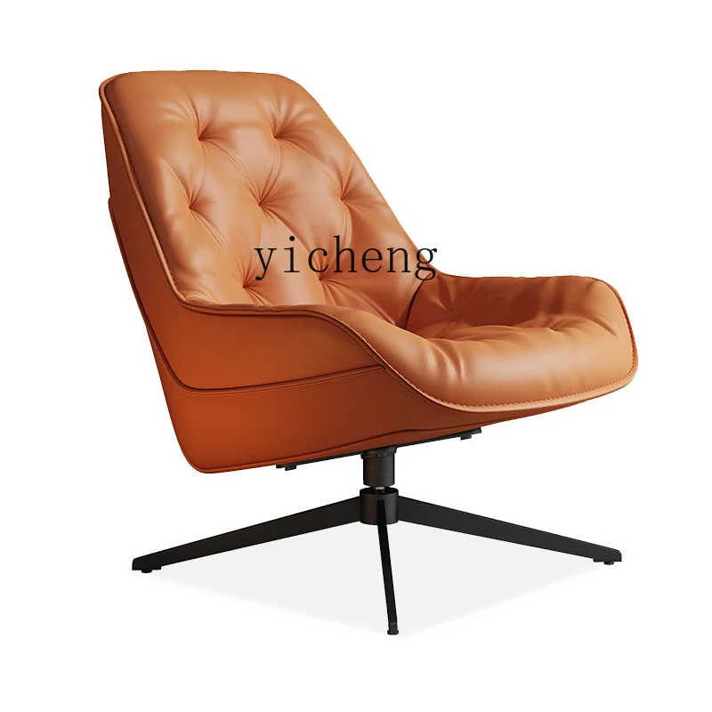 

YY Rotating Single Seat Chair Light Luxury Leather Casual Wingback Chair Lazy Sofa Simple