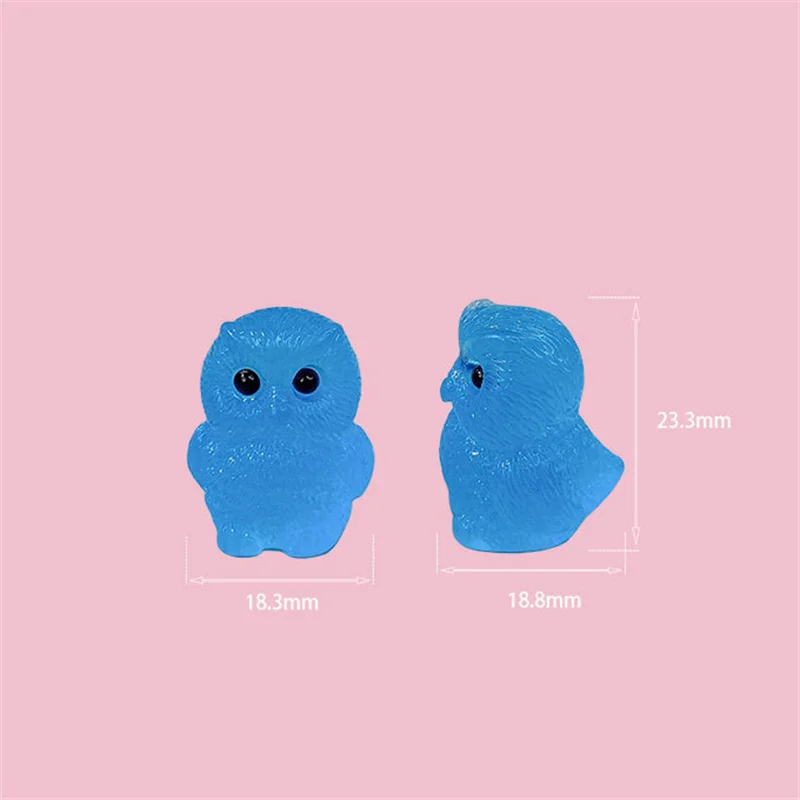2Pcs Cute Cartoon Luminous Owl Ornament Glow Animal Ornaments Micro Garden Landscape DIY Decorations Toys