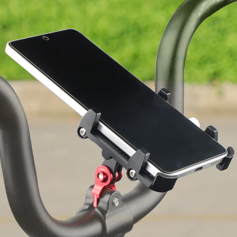 Supporto per smartphone per manubrio pieghevole per bicicletta, supporto superiore per tubo sterzo, rack in lega di alluminio lavorato a CNC, adatto per l'adattamento della fotocamera GoPro