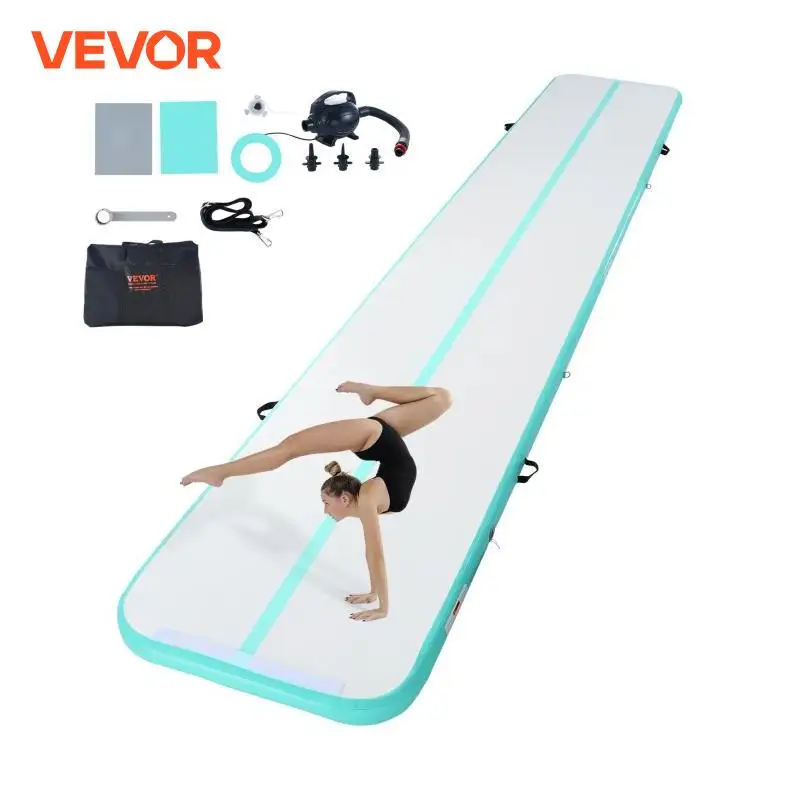 VEVOR Gymnastics Air Mat 4 inch Thickness Inflatable Gymnastics Tumbling Mat Tumble Track with Electric Pump, Training Mats