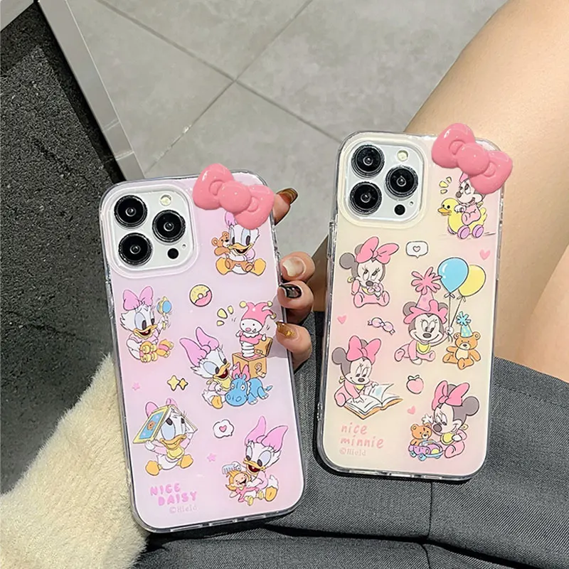 Disneys Mickey Minnie Mouse Baby Phone Case For iPhone 16 15 14 13 12 11 Pro Max 7 8 Plus XR XS MAX Mini Y2K Kawaii Cover