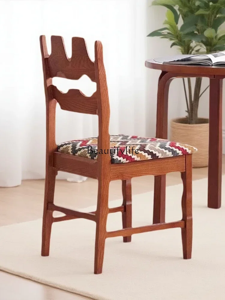 

retro dining chair household light luxury premium soft bag solid wood desk and chair