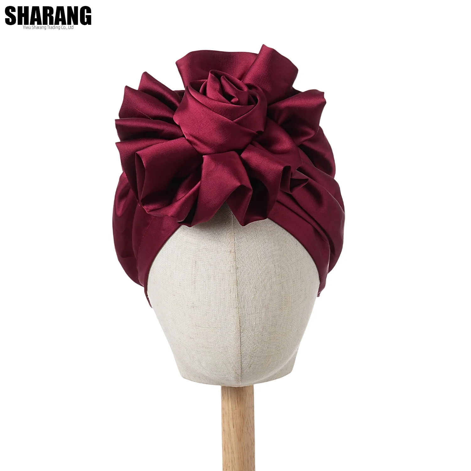 1 Stück Damen-Turban mit großer Blume, weicher Kopfwickel, Beanie-Mütze für Damen, Kopfbedeckung, Stirnband – Detail 5