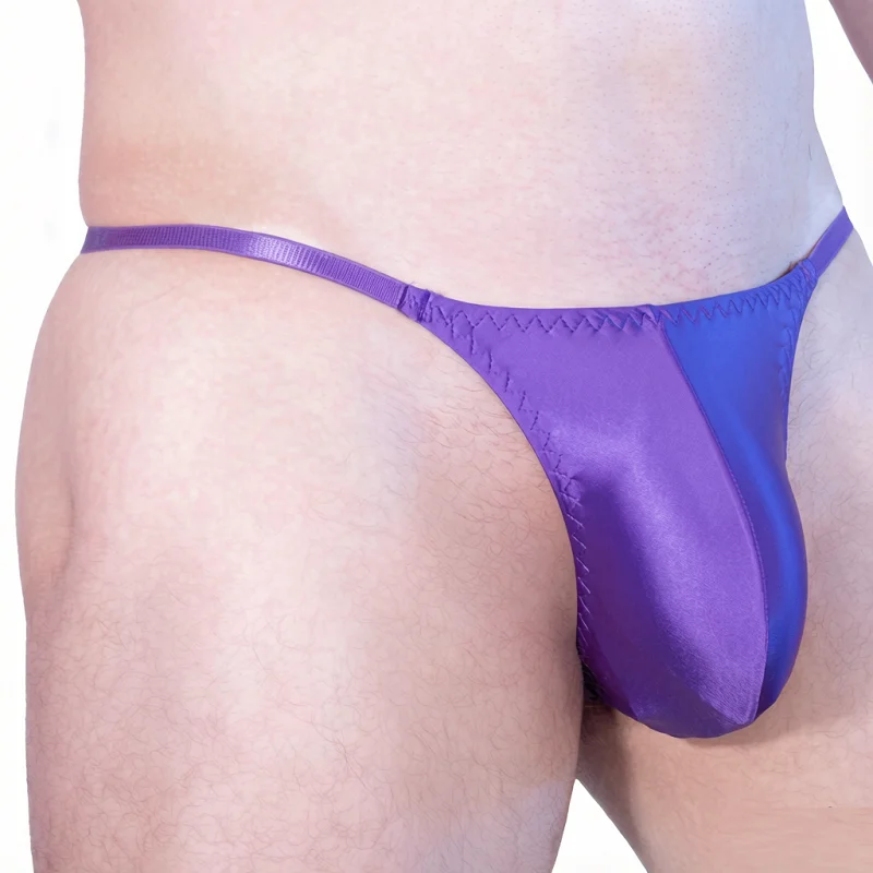 Men Shiny Thong Briefs Underwear Low Rise High Elastic T-back Panties Adjustable Stylish G-string Body Hugging Soft Underpants