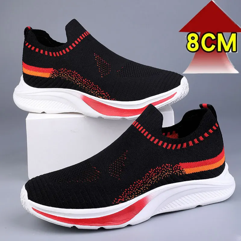 Zapatos de alta calidad para hombre, zapatillas deportivas informales blancas, plantillas invisibles para aumentar la altura, 6cm