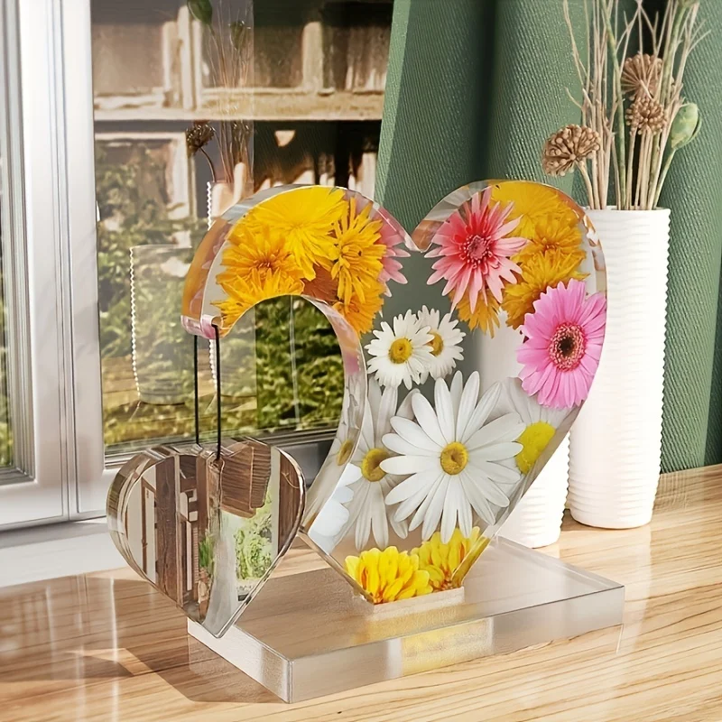 1 set of DIY heart-shaped photo display resin silicone casting mold, suitable for home wedding decorations and graduation souven