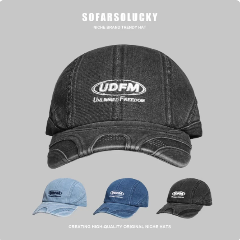 

Новая джинсовая бейсболка с вышивкой букв, унисекс, для активного отдыха, весна-осень, регулируемая, солнцезащитная