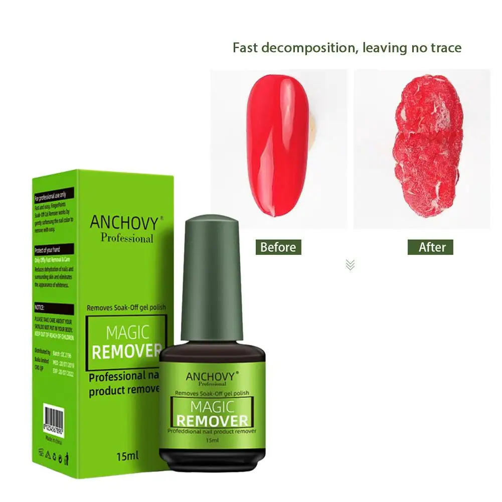 Removedor mágico de esmalte de uñas, 15ml, Gel UV, ráfaga permanente, semismalte, Gel mágico, eliminación de barniz W0M4