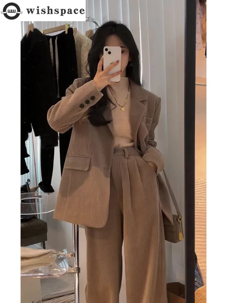 Conjunto completo de chaquetas y pantalones de estilo Drama coreano de alta gama para primavera y otoño