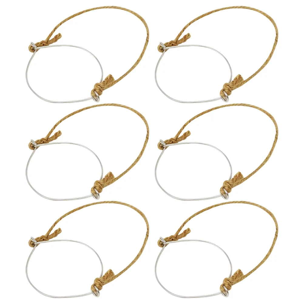 

6pcs Mason Jar Handle Solar Rope Hanger Burlap Wire Stainless Steel Canning Decorative Effect Assorted Color