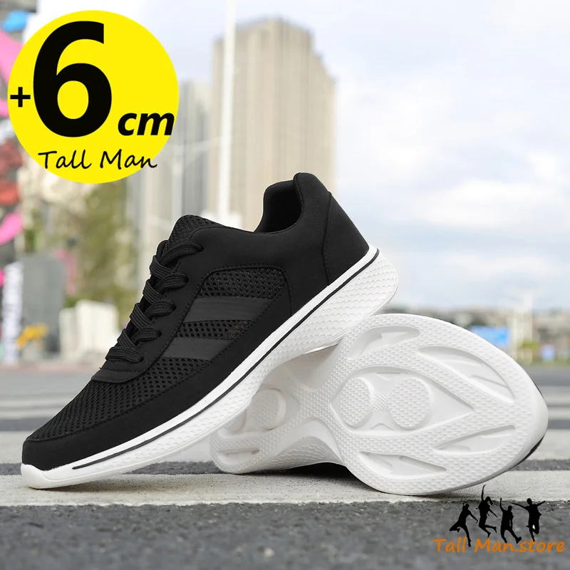Men Sneakers Elevator Shoes Height Increase Insoles 6CM Man Tall Plus Size 37-44