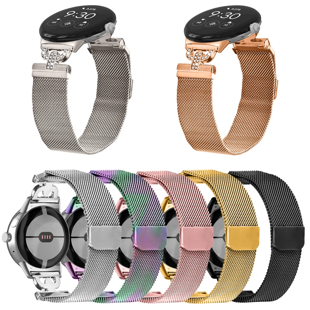 ミラネーゼループストラップ Google ピクセル時計バンド金属ステンレス鋼リストバンド Google ピクセル 3 41 ミリメートルスマート時計バンドブレスレット