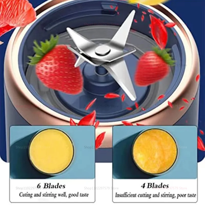 Portable Blender Juicer 400ml Electric Fruit Juicer USB Charging Lemon Orange Fruit Juicing Cup Smoothie Blender Machine 2cups