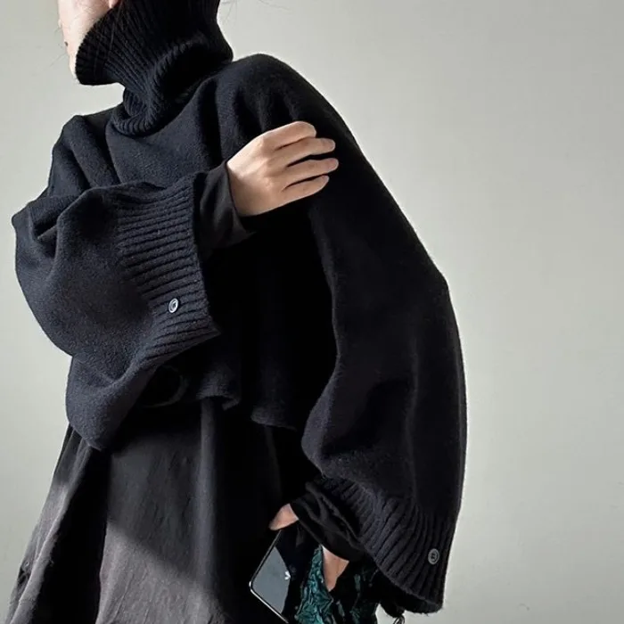 เสื้อสเวตเตอร์คอสูงสไตล์เกาหลีสำหรับผู้หญิง ฤดูใบไม้ร่วง ฤดูหนาว แฟชั่นใหม่ เรียบง่าย สบายๆ ช่วยให้ดูผอมเพรียว อุ่นสบาย เหมาะสำหรับใส่ไปทำงาน