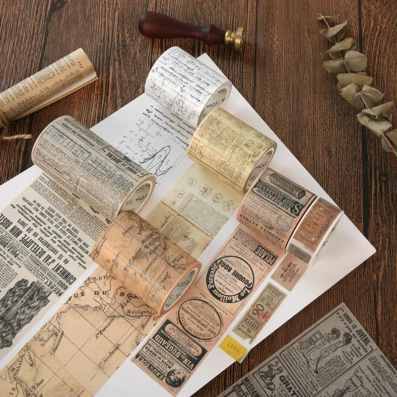 

Vintage Newspaper Map Washi Tape, Gothic Style Scrapbooking Tape,Decorative Adhesive Tape for Journaling, Crafts,School Supplies