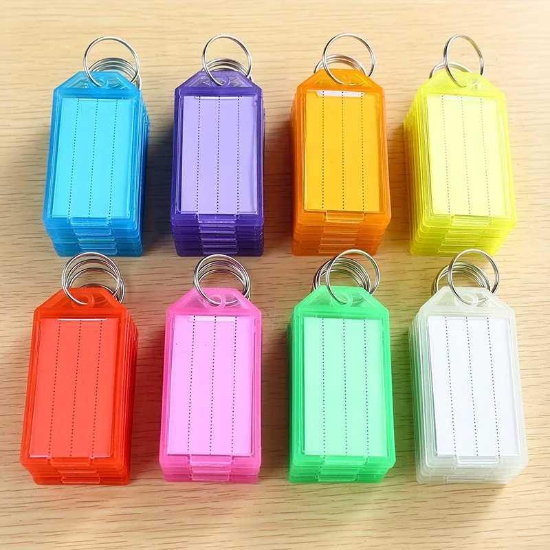 80pcs Plastic Key Tags with Split Rings Flip Open Window Keychain Labels Random Colors Write-On Insert Identifier Tags Home TMZ