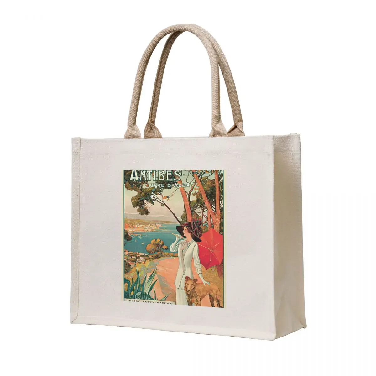 

Vintage Antibes French Riviera Cote d'Azur ad Tote Bag personalized tote bag university shopper bag large size bags