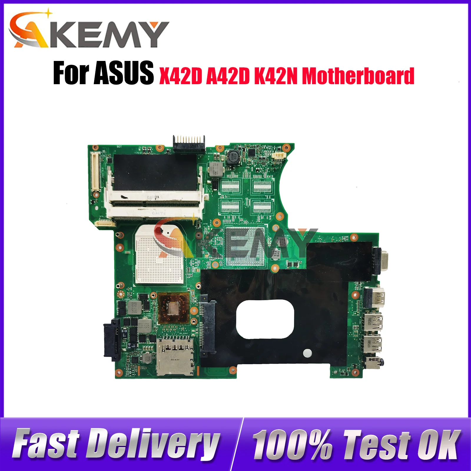

K42N Laptop Motherboard For ASUS K42N X42D K42N A42D Notebook Mainboard This item is in stock 100% tests OK fast shipping