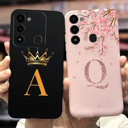 For Tecno Spark 8C Case KG5k KG5j Stylish 26 Letters Matte Cover Shockproof Phone Case For Tecno Sparl Go 2022 Spark8C Soft Bags