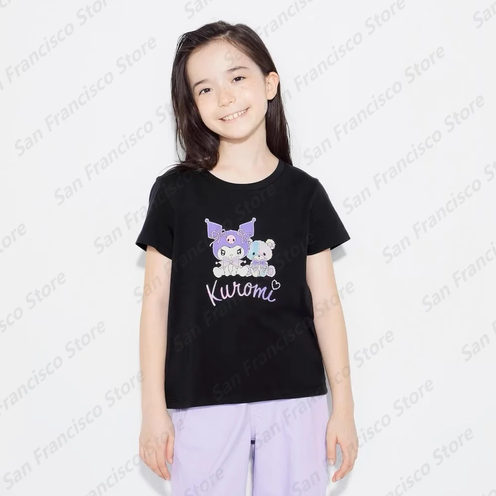 2024 Summer New Boys and Girls Kulomi Cute Cartoon Printed Pattern Short Sleeve KID/Adult Leisure Outdoor Sports Style T-Shirt