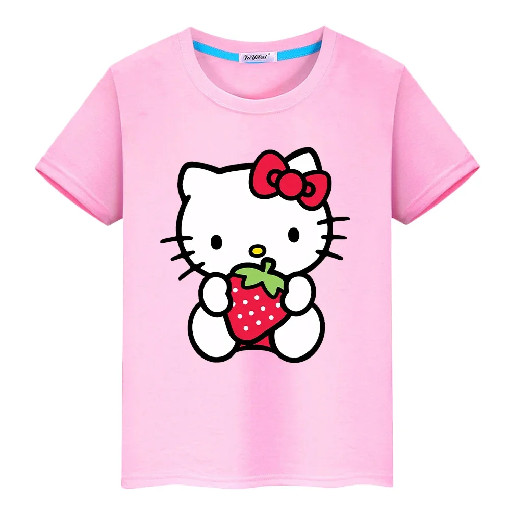 

Sanrio t shirt for kids boy10year Cute Tops y2k one piece hello kitty 100%Cotton Short pride tshirt Anime Tees kids clothes girl
