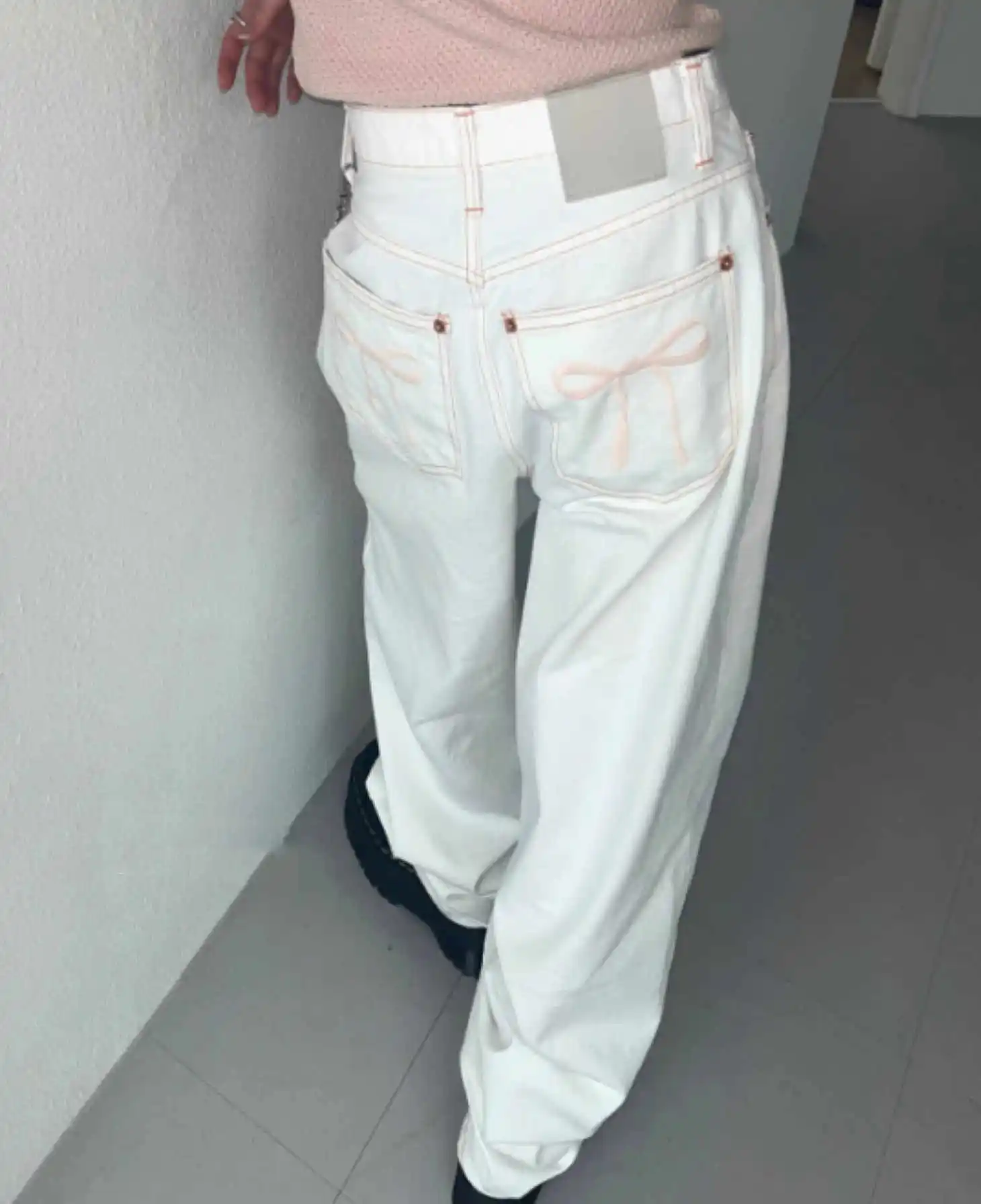 

2025 Women Spring Vintage Y2k 2000s Wide Leg White Denim Pants High Waist Stright Pants Fashion Clothes Pants Female Trousers