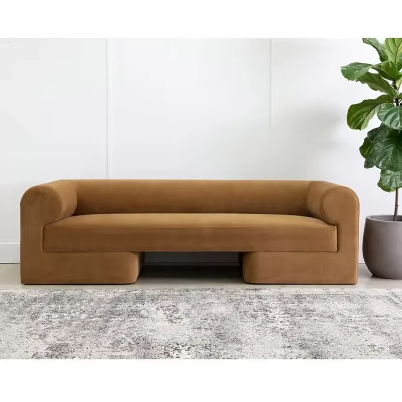 Contemporary Style Simple Design 3 Seat Sofa Fully Upholstered Living Room Sofa for Home Hotel Villa