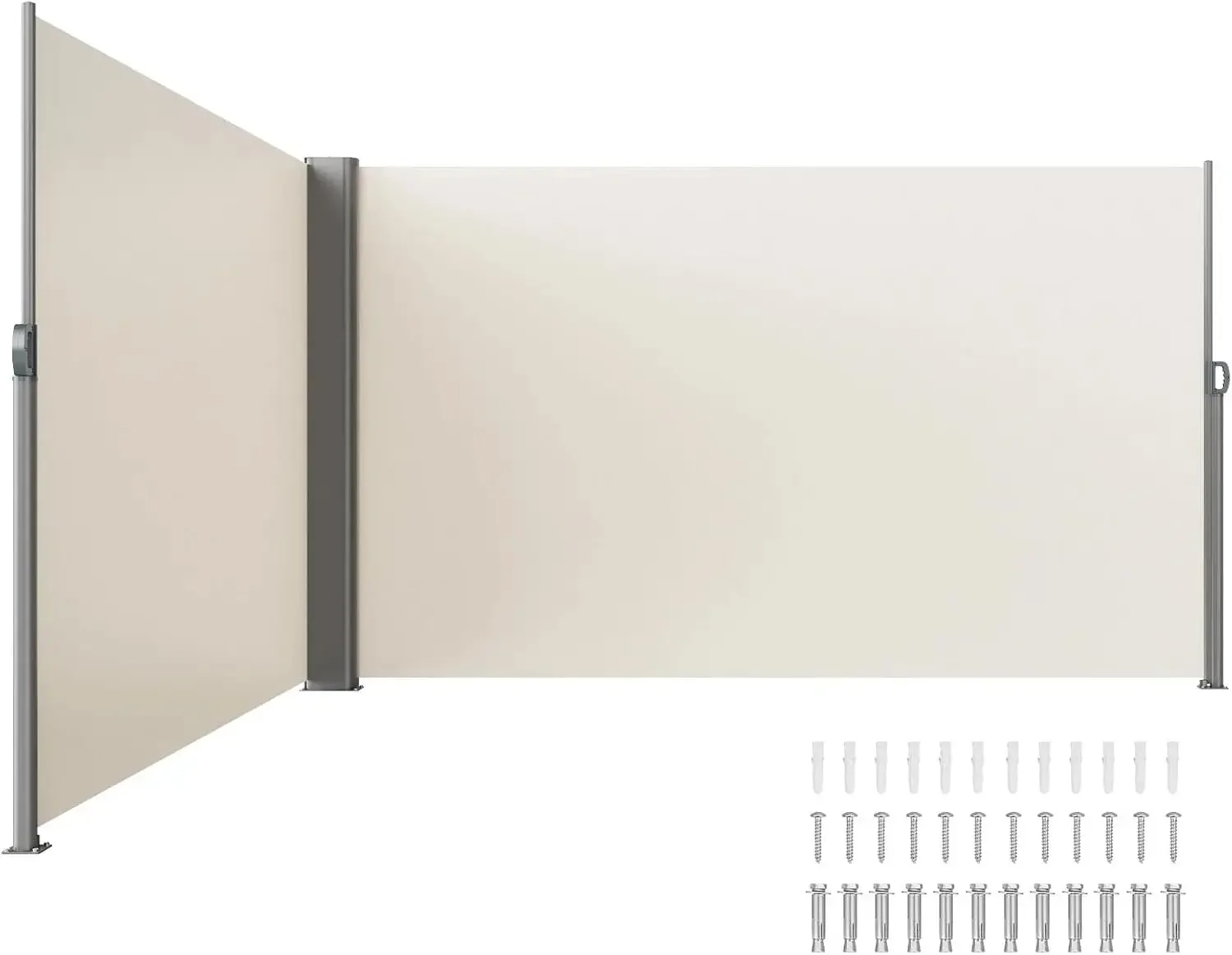 

Бежевый выдвижной тент 63*236 дюймов, прочный, полностью алюминиевый, устойчивый к ржавчине; Солнцезащитный экран для патио; Ветрозащитный экран. Длительный срок службы