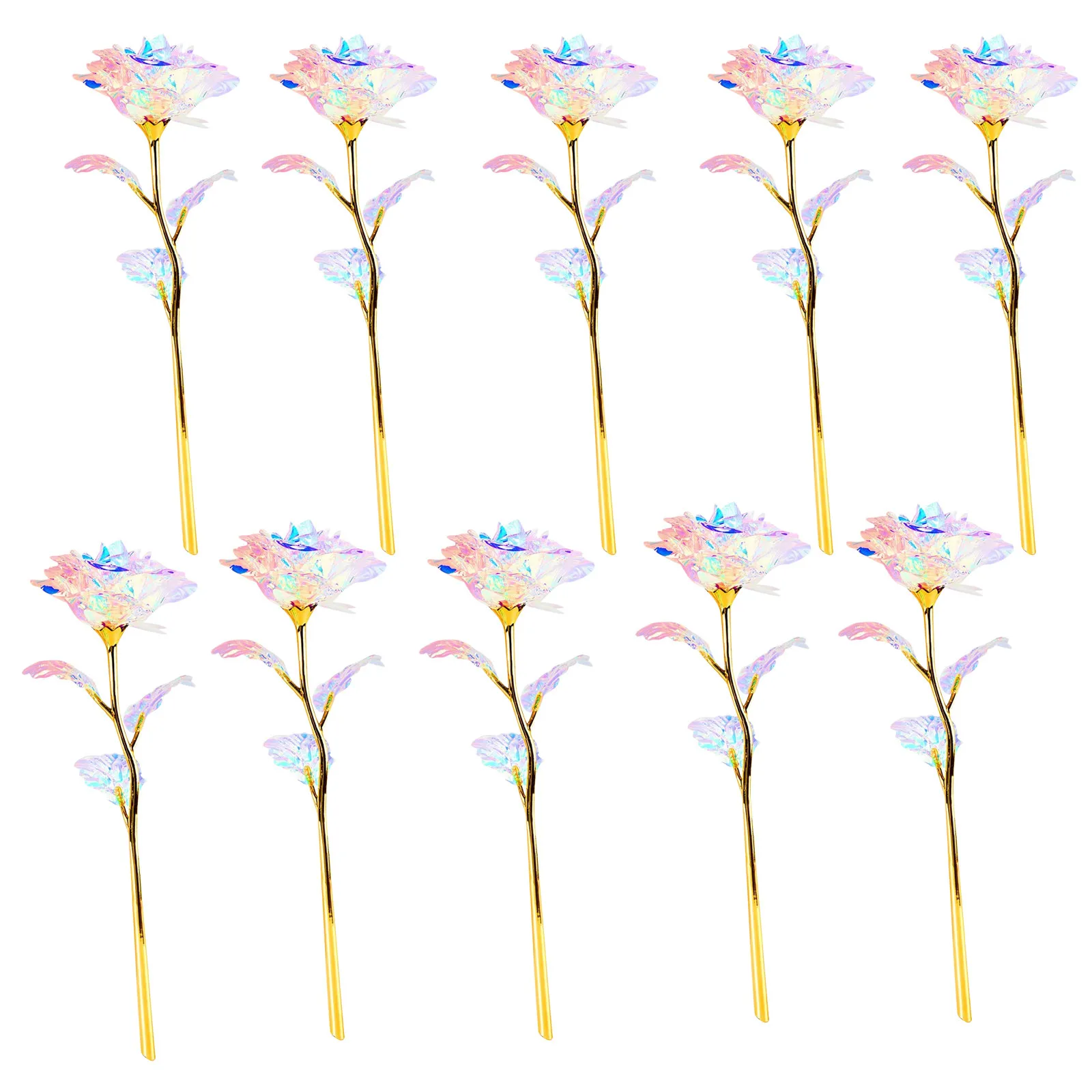 10pcs Galaxy Rose Forever Flower Artificial Luminous Light Rose Valentine's day Gifts Gold Foil Colorful Artificial Flower image 2