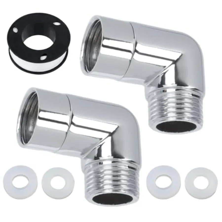 

Shower Head Elbow Adapter, Shower Extension Arm Elbow Adapter for Wall mounted Showers or Hand Showers with Pipe Sealing Tape,