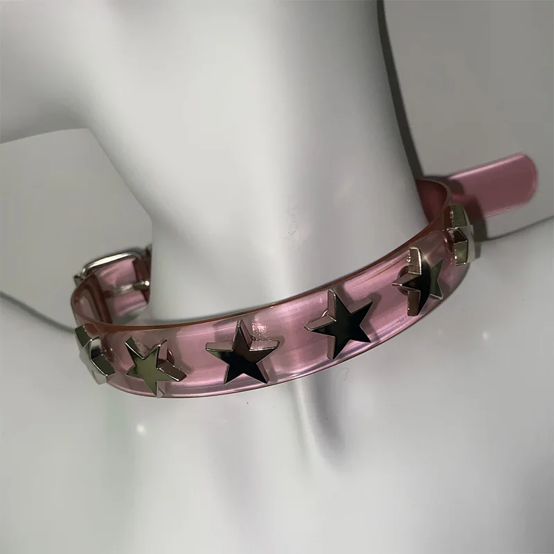 New INS Hip Hop Punk Y2K Star Rivet Pink Choker Collar Necklace For Women Niche Design Charms Trendy Jewelry Accessories Gifts