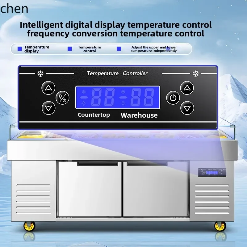 HXL Seafood Ice Table Display Cabinet Refrigerated and Frozen Commercial Spray Fresh-keeping Cabinet