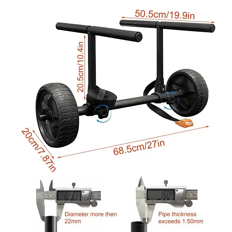 카누 카누 롤러 카트, 카약 운반용 패들 보드, 모든 지형 바퀴, 너비 조절 가능