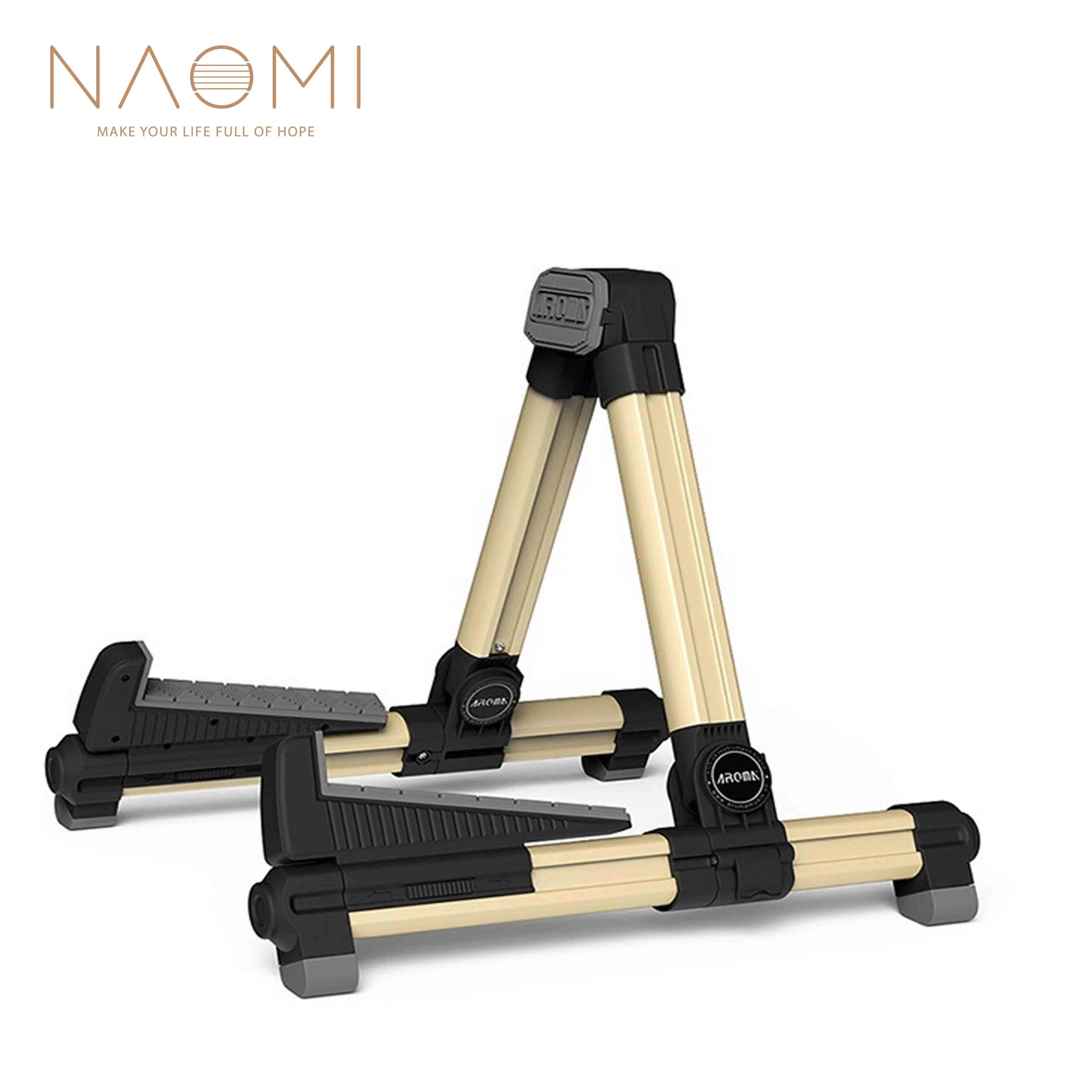 

NAOMI Guitar Stand AGS-08 Electric Guitar Stand Folding Adjustable Guitar Stand Aluminum Alloy A-Frame Stand Gold Guitar Parts