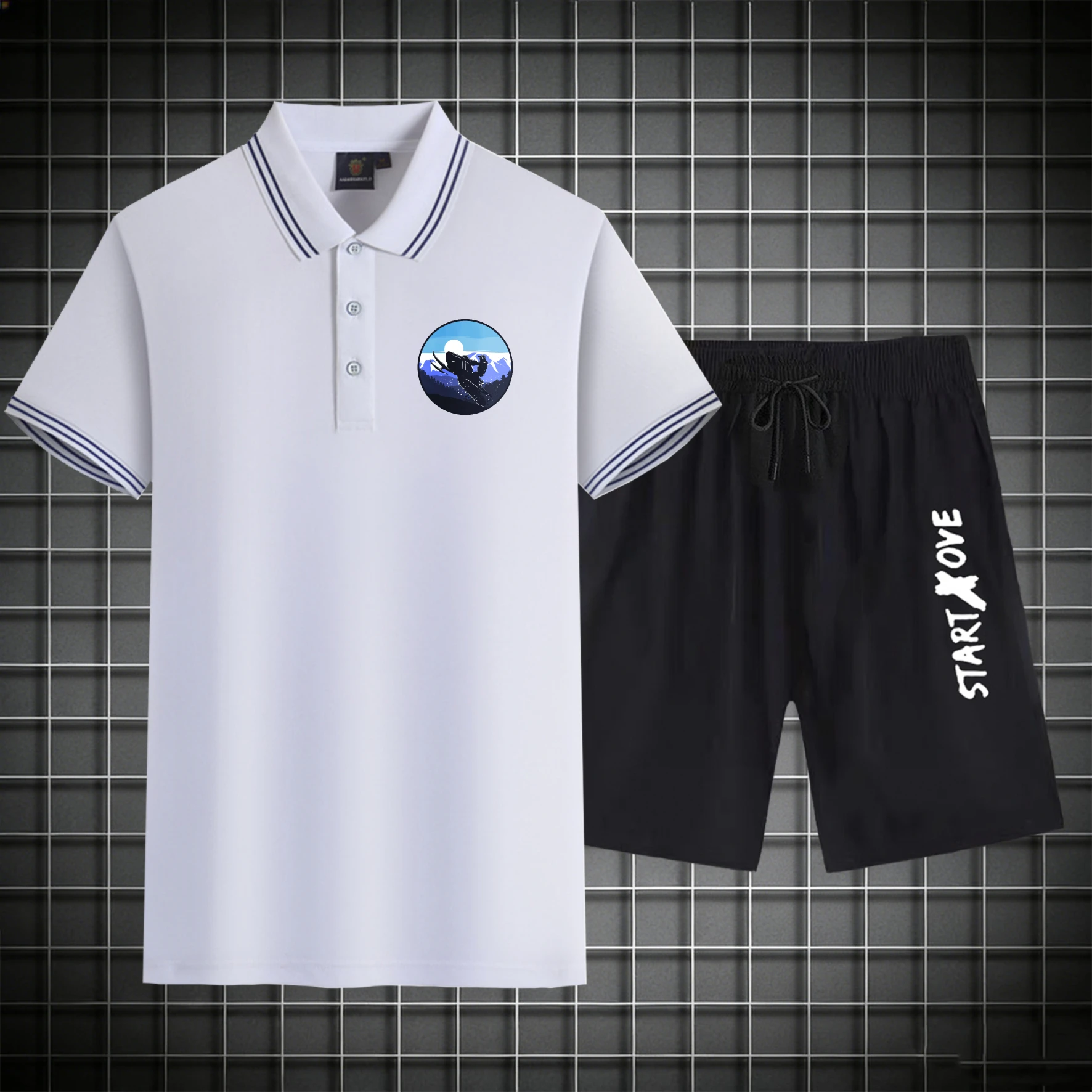 

men's Polos sets 2026 Summer Y2k tracksuits Polyester Graphic sweatshirt set Short sleeve clothing set men's chandals Printed
