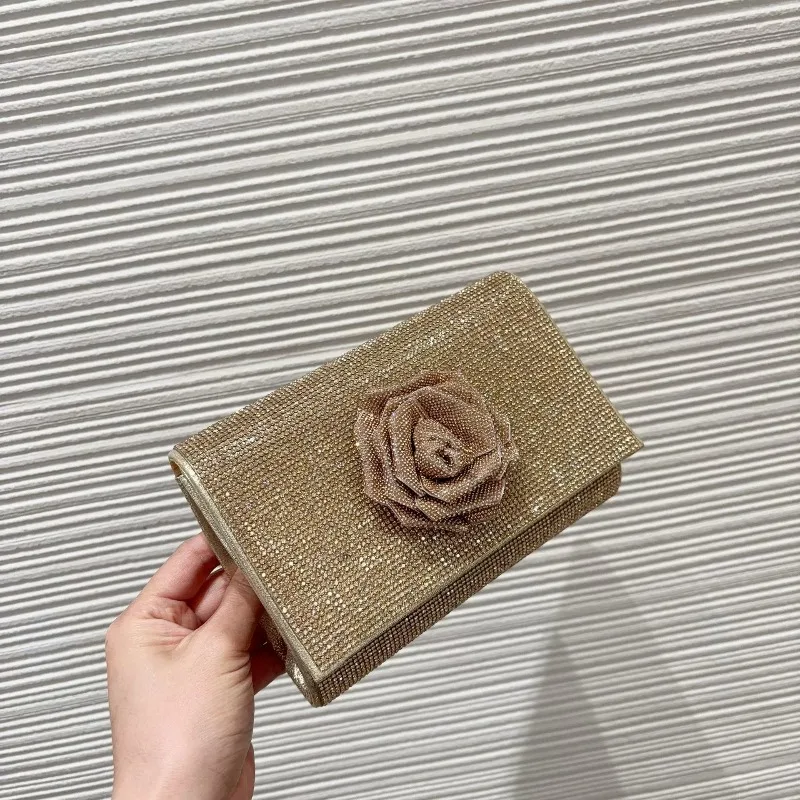 حقيبة يد نسائية أنيقة مع كريستالات Blingbling حقائب سهرة كاملة من حجر الراين كوكتيل رسمي/زفاف/حفلة عيد ميلاد محفظة حجرية #4