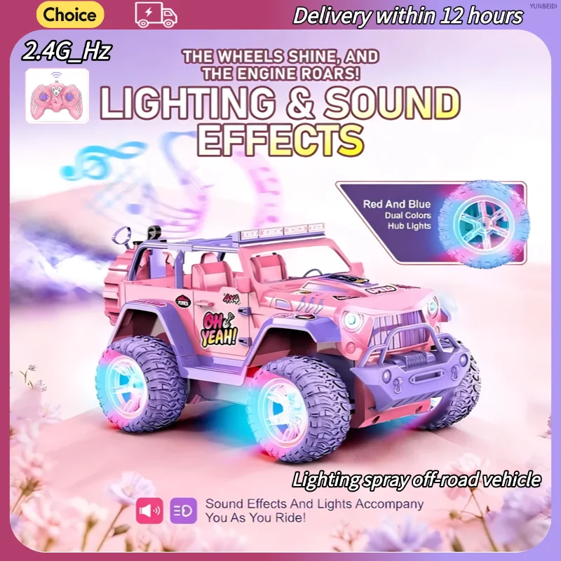

1:16 Pink Remote Control Car 2.4GHz Spray Music Light Forceful Drift RC Car 1:18 Climbing Off-road Car Kid’s Toys Festival Gifts