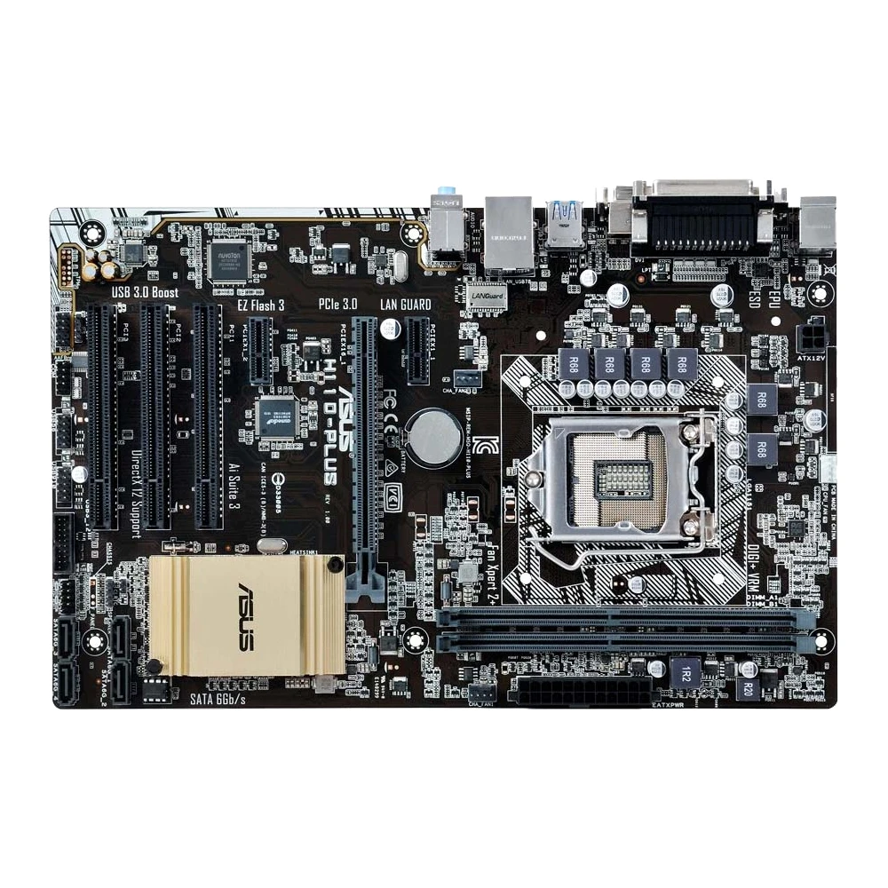  ASUS H110-PLUS Motherboard LGA 1151 Intel H110 32 GB DDR4 ATX support Core i3-6100 i3-7300 i5-6400 i5-6500  i5-7500 i7-6700 - view 3