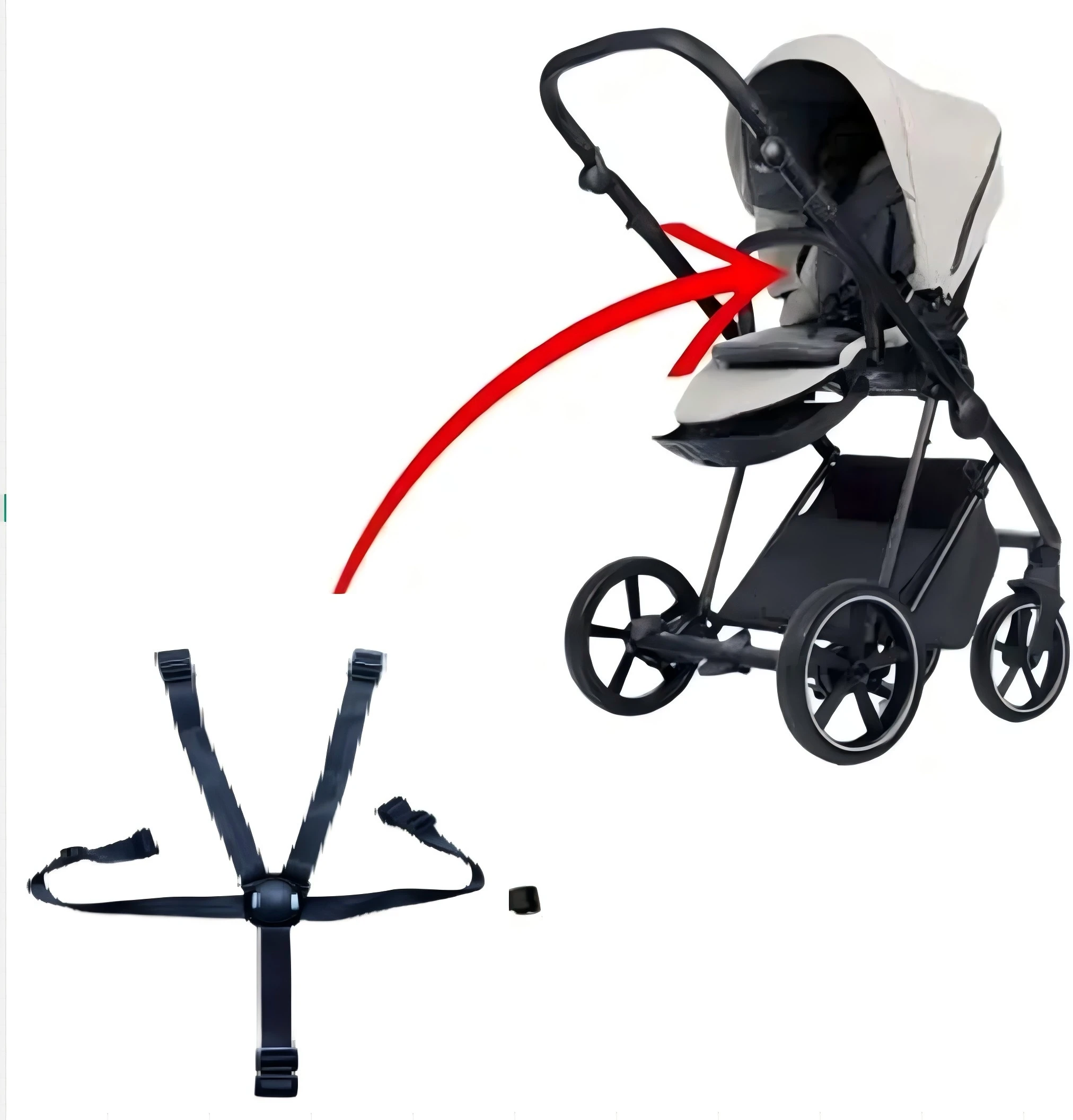 Squizz 3 Magnetic Harness Strap Harness for the Roan Ivi 2.0 Stroller 5 Point Harness with Magnetic