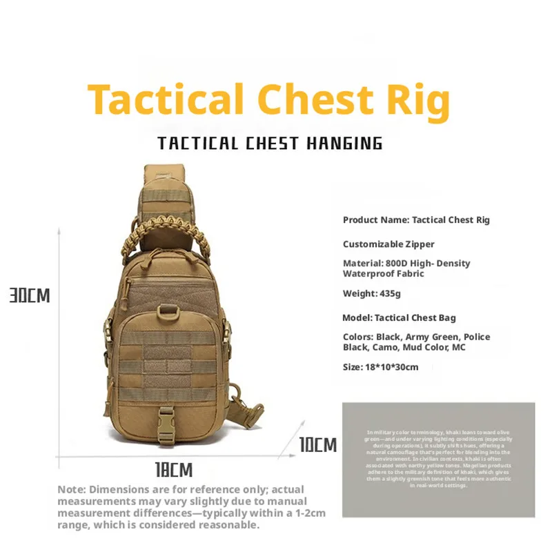 Waterproof Tactical Chest Bag for Men Military Shoulder Sling Outdoor Hiking Camping Hunting Crossbody Army Assault Pack