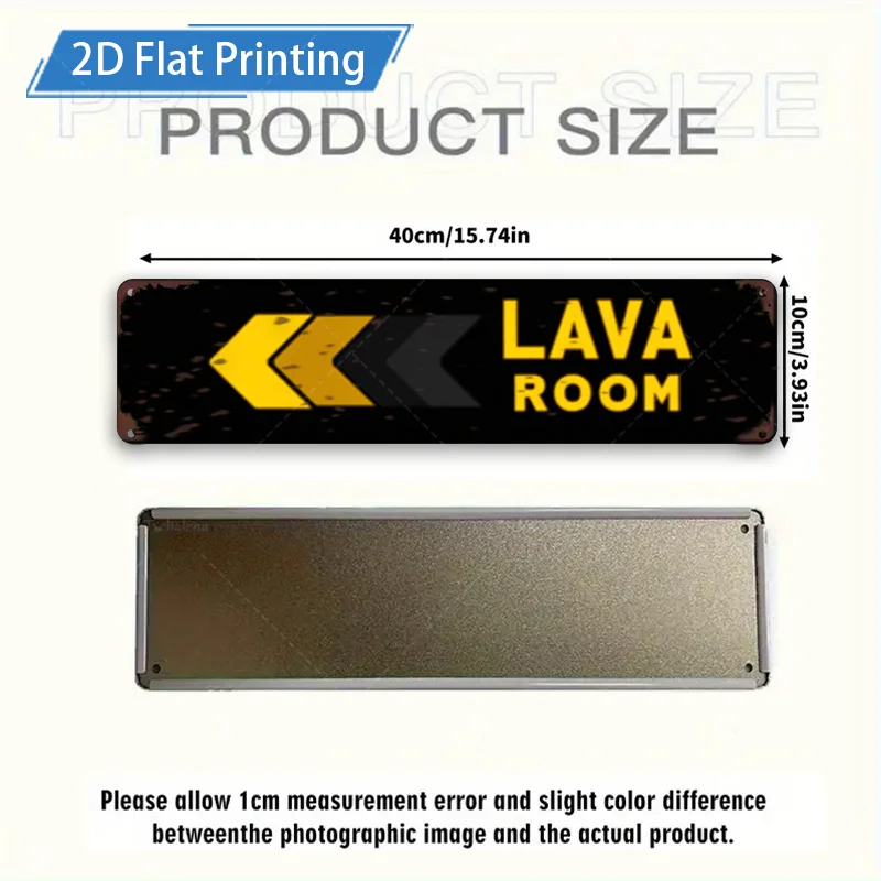 [2D FLAT] ป้ายโลหะ 1 ชิ้น, ป้ายห้องลาวาขนาด 4×16 นิ้ว งานศิลปะติดผนังโลหะ ภาพพิมพ์ 2D แบบแบน สำหรับตกแต่ง