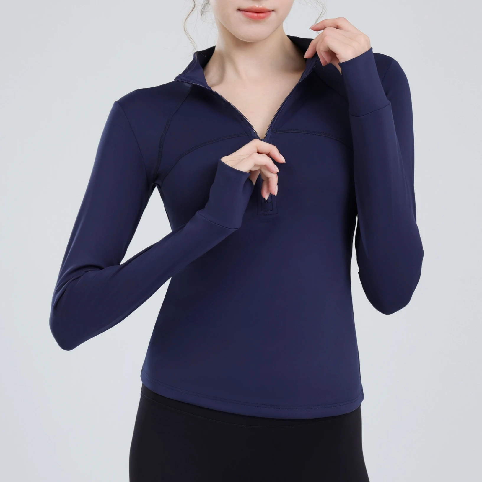 Winter Warm Fleece Yoga Shirts Women's Half Zipper Long Sleeve Quick Dry Outdoor Running Sports T-Shirt Gym Fitness Exercise Top